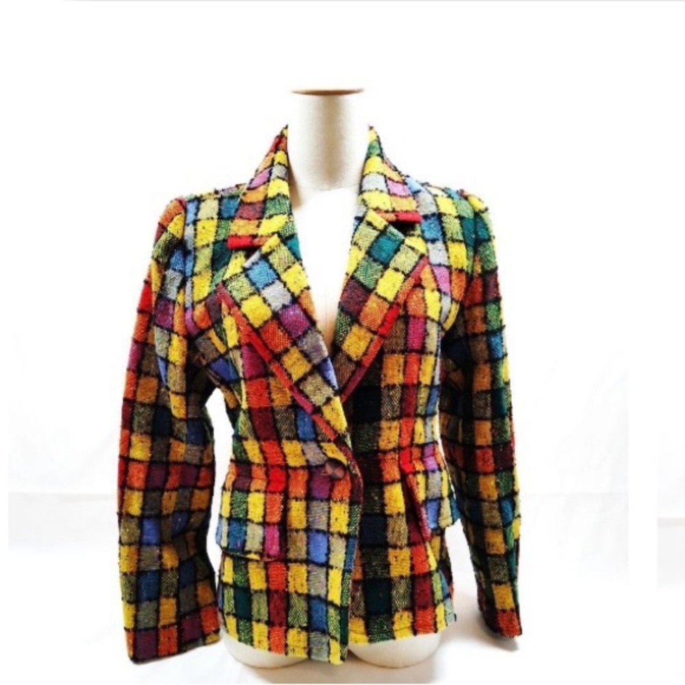 Vintage YSL Wool Plaid Blazer Jacket  M